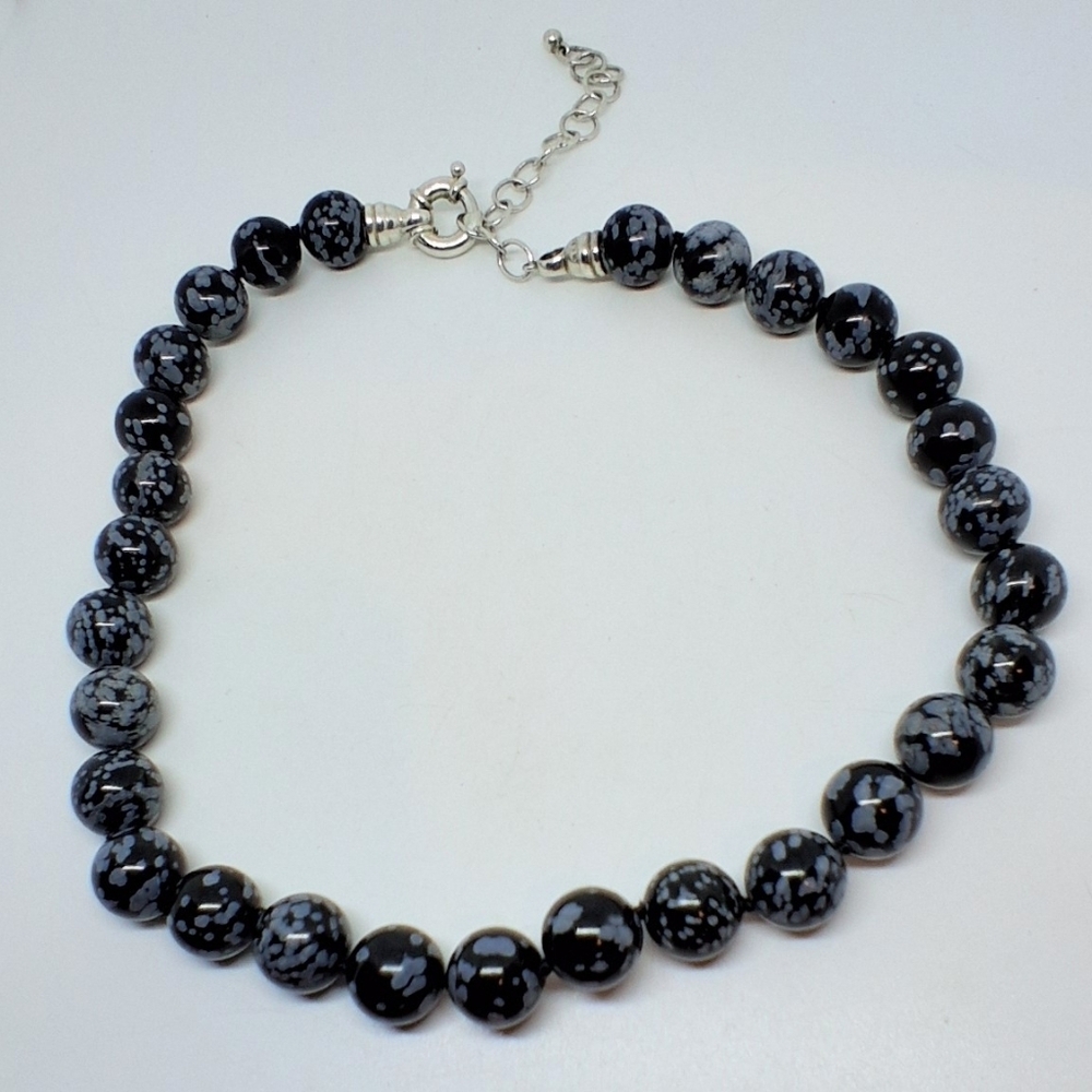 * Whitney Kelly Sterling Silver 925 Snowflake Obsidian Necklace